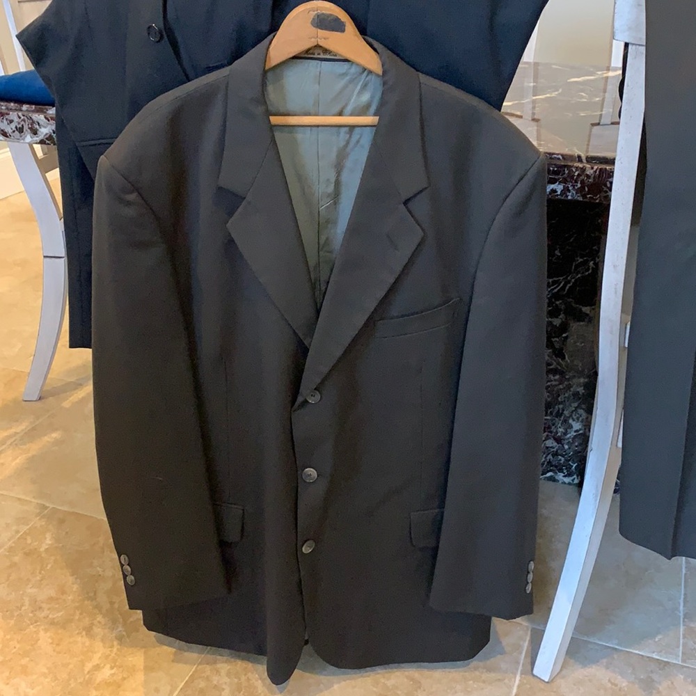 Cellini wool suit, coat is 46R, pants are 39R